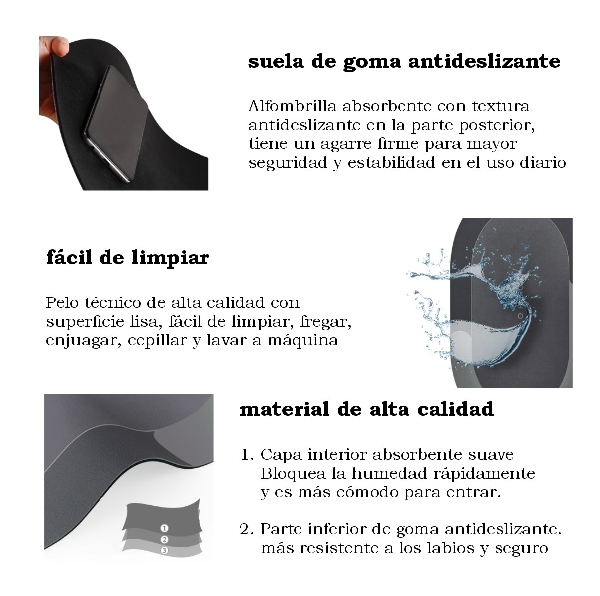 Miniatura 3 de Tapete Alfombra Para Baño Absorbente